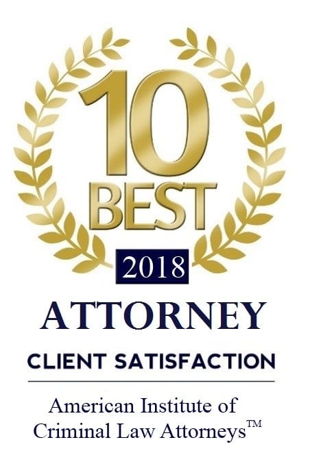 10 Best Criminal Defense Attorney for Client Satisfaction Badge awarded to Daniel Olsen of the Abrate & Olsen Law Group in Sacramento, CA